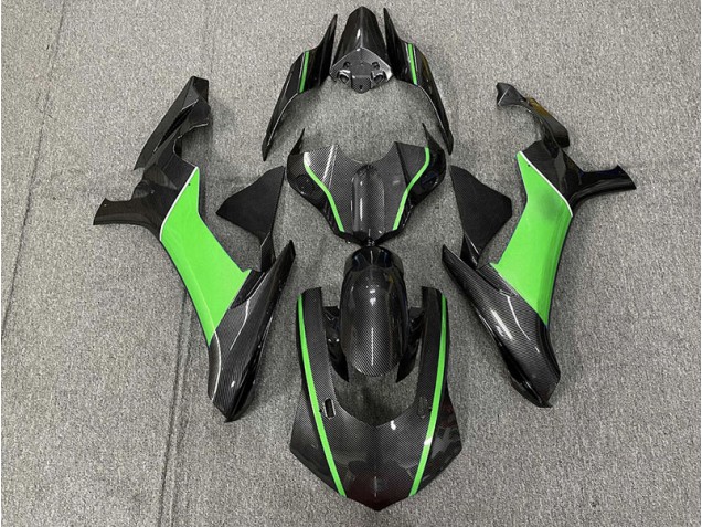 Aftermarket 2015-2019 Carbon Fiber & Green Yamaha R1 Motorcycle Fairings