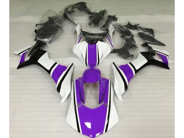 Aftermarket 2015-2019 Gloss White Purple and Black Yamaha R1 Motorcycle Fairings