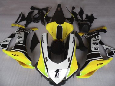 Aftermarket 2015-2019 Gloss Yellow & White Yamaha R1 Motorcycle Fairings