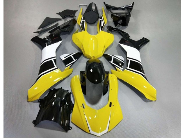 Aftermarket 2015-2019 Gloss Yellow White and Black Yamaha R1 Motorcycle Fairings