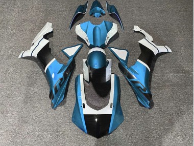 Aftermarket 2015-2019 Light Blue & Carbon Fiber Accents Yamaha R1 Motorcycle Fairings