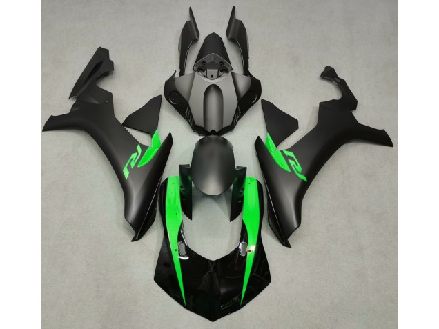 Aftermarket 2015-2019 Matte Black & Green Yamaha R1 Motorcycle Fairings