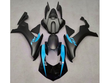 Aftermarket 2015-2019 Matte Black & Light Blue Yamaha R1 Motorcycle Fairings