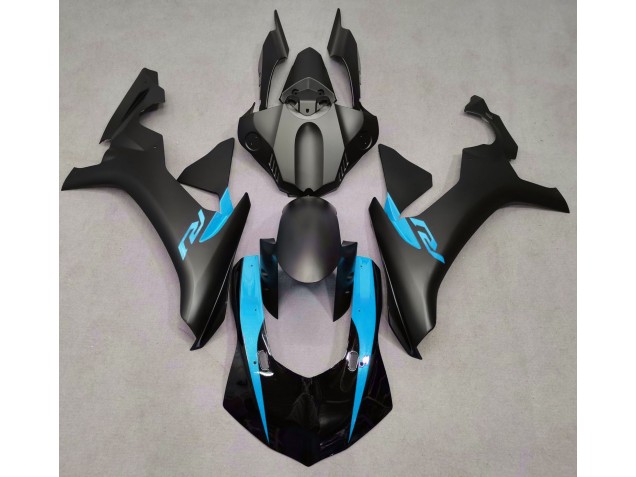 Aftermarket 2015-2019 Matte Black & Light Blue Yamaha R1 Motorcycle Fairings