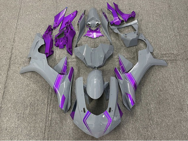 Aftermarket 2015-2019 Nardo Gray & Purple Accents Yamaha R1 Motorcycle Fairings