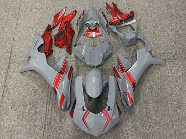 Aftermarket 2015-2019 Nardo Gray & Red Accents Yamaha R1 Motorcycle Fairings