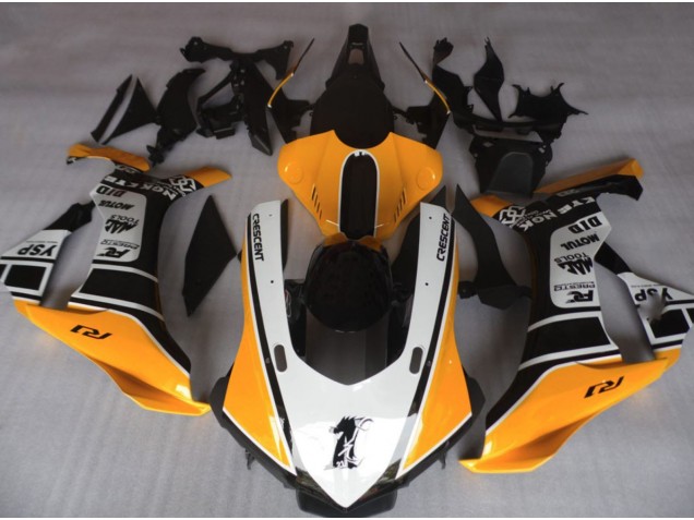 Aftermarket 2015-2019 Orange and White Yamaha R1 Motorcycle Fairings