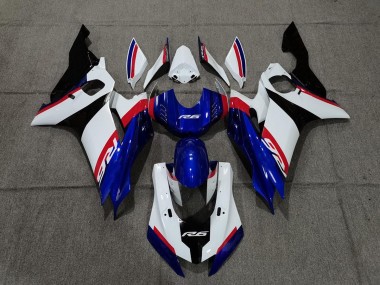 Aftermarket 2017-2019 Blue White and Red Yamaha R6 Motorcycle Fairings
