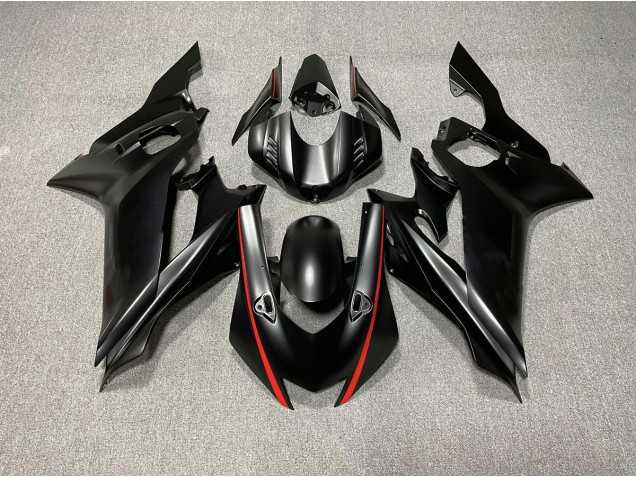 Aftermarket 2017-2019 Matte Black & Red Accents Yamaha R6 Motorcycle Fairings