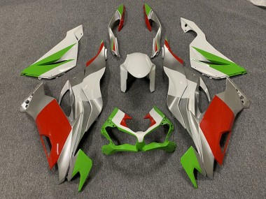 Aftermarket 2019-2020 Custom Red / Green and Silver Kawasaki ZX6R Motorcycle Fairings