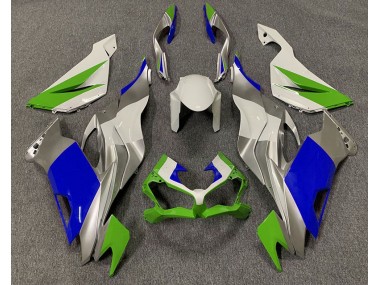 Aftermarket 2019-2020 Gloss Green Blue and Silver Kawasaki ZX6R Motorcycle Fairings