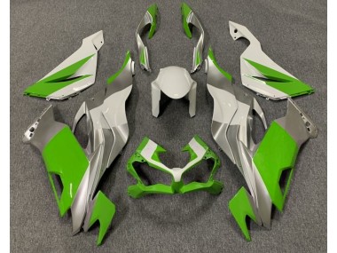 Aftermarket 2019-2020 Gloss Green White and Silver Kawasaki ZX6R Motorcycle Fairings