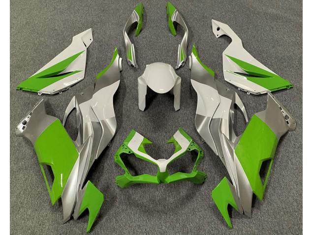 Aftermarket 2019-2020 Green White and Silver Kawasaki ZX6R Motorcycle Fairings