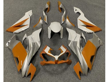 Aftermarket 2019-2020 Orange White and Silver Kawasaki ZX6R Motorcycle Fairings