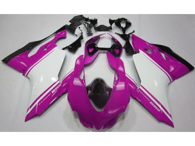 Aftermarket Gloss Pink White and Black Ducati 1199 Motorcycle Fairings